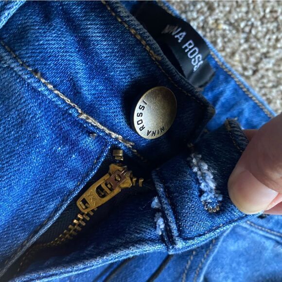 Nina Rossi Jeans Super High Rise Flare Long New Distressed Women’s Size 5 - Picture 7 of 11